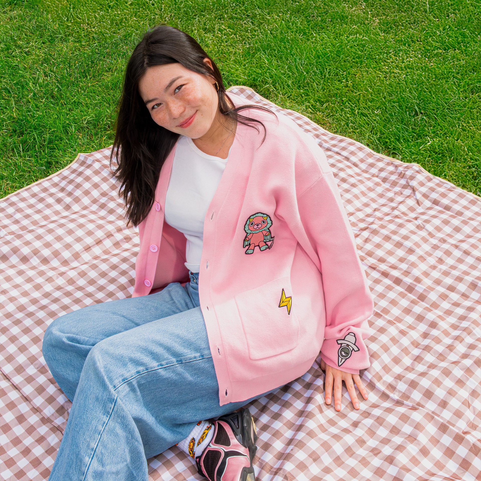 Spy x Family Multi-Patch Pink Cardigan