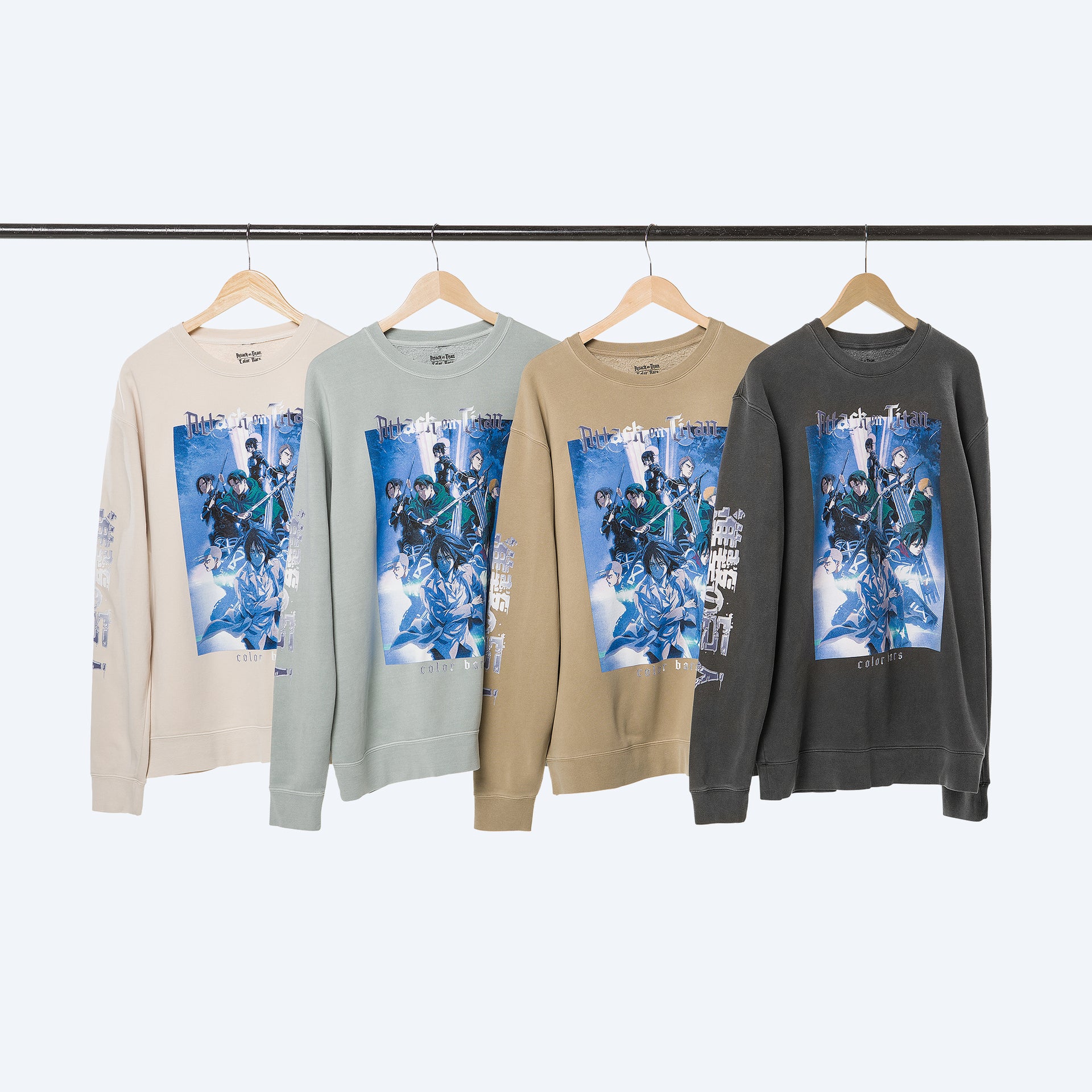 Attack on Titan x Color Bars Brigade Crewneck Long Sleeve T-Shirt (Sage)
