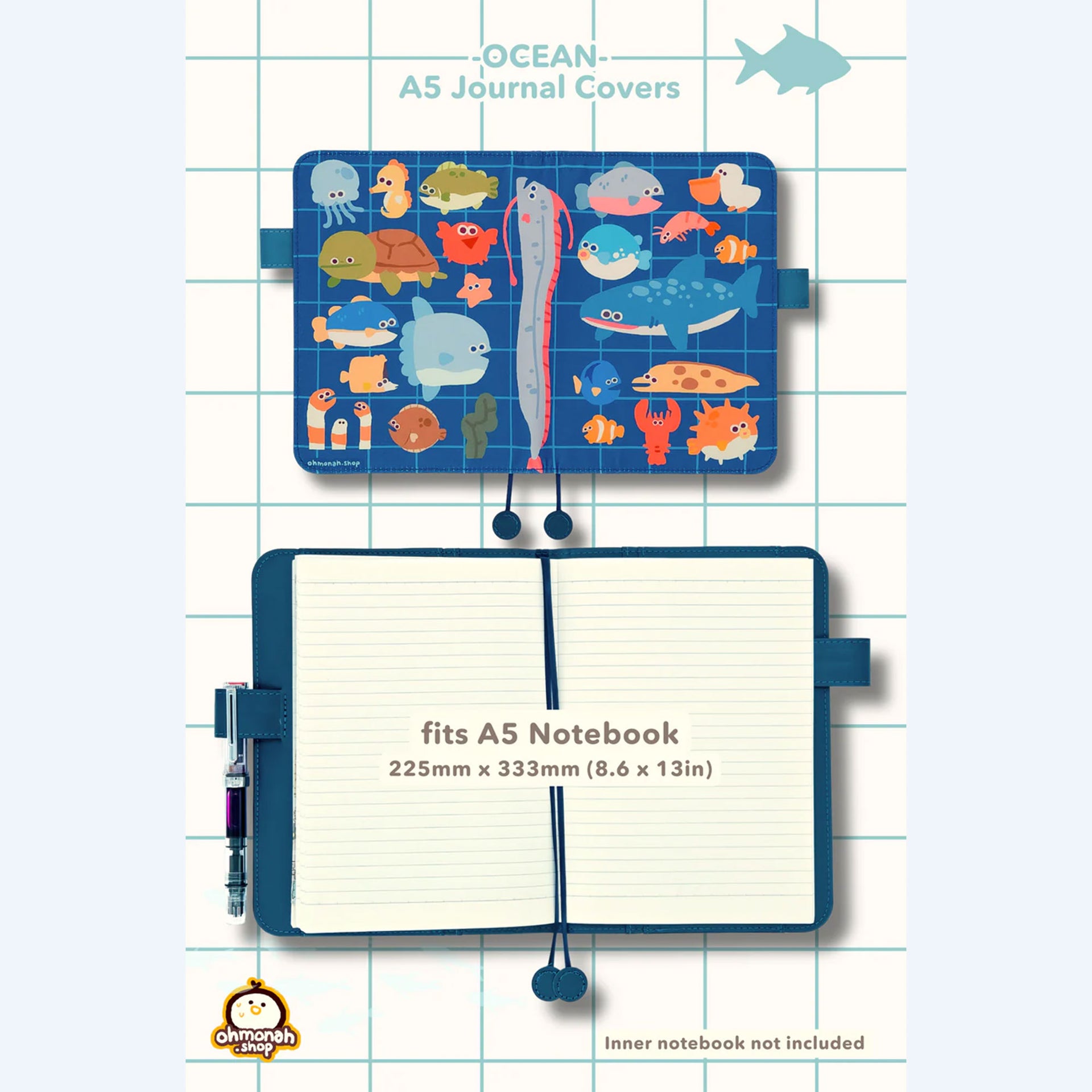 ohmonah Ocean A5 Notebook Cover