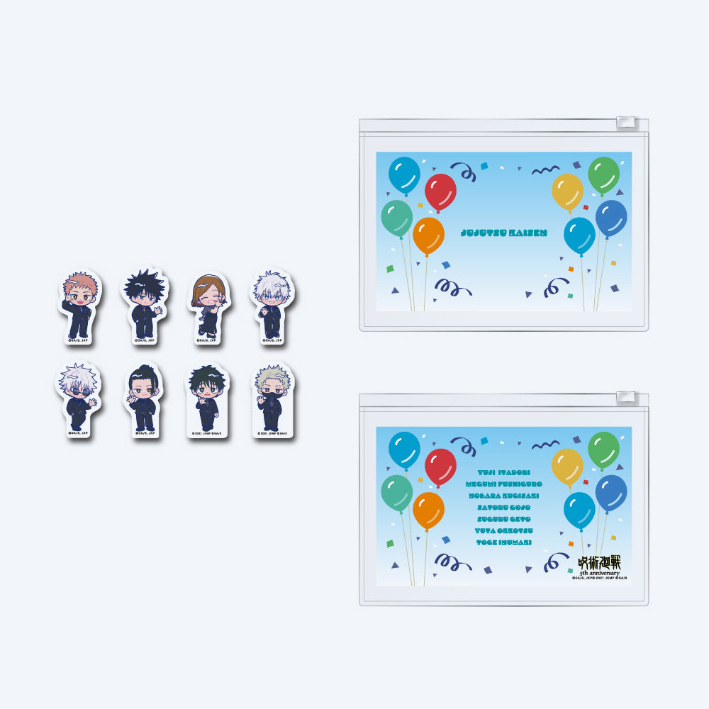 JUJUTSU KAISEN 5th Anniversary Chibi Black Tie Stickers with Clear Case