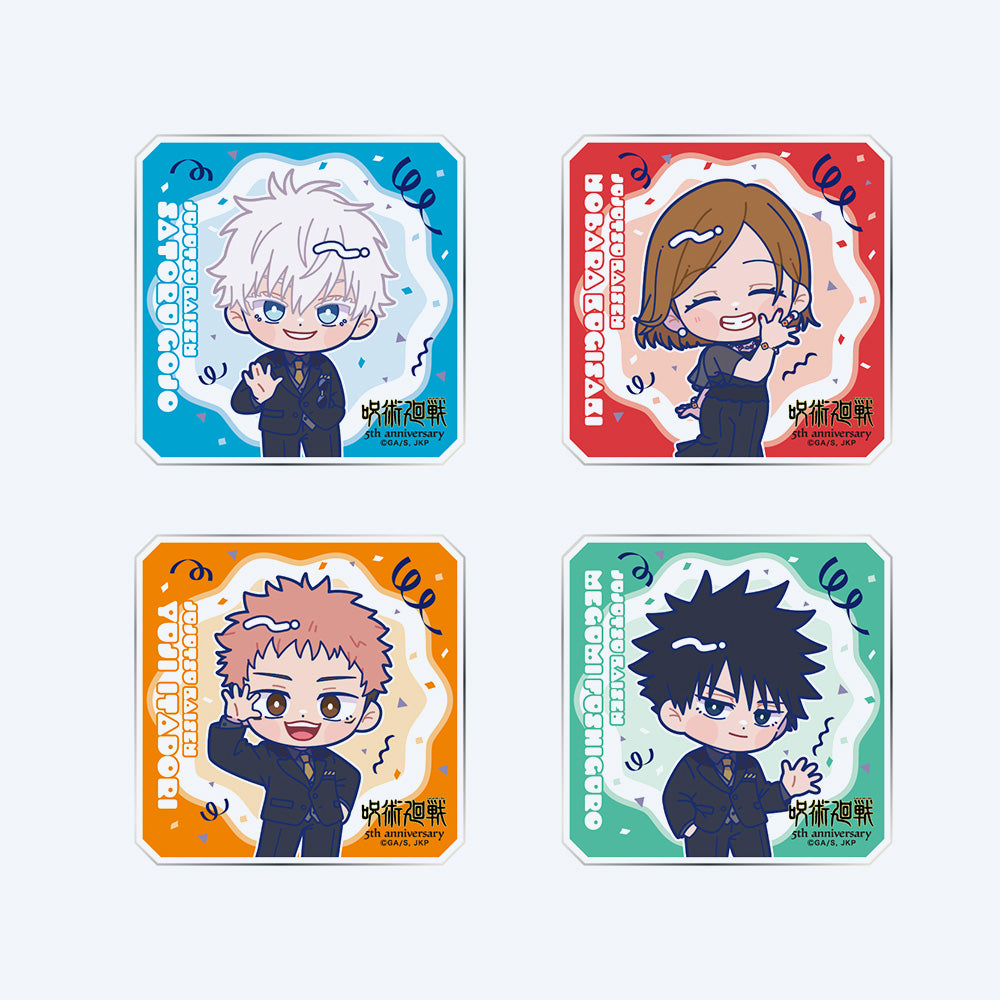 JUJUTSU KAISEN 5th Anniversary Chibi Black Tie Acrylic Coaster Set A