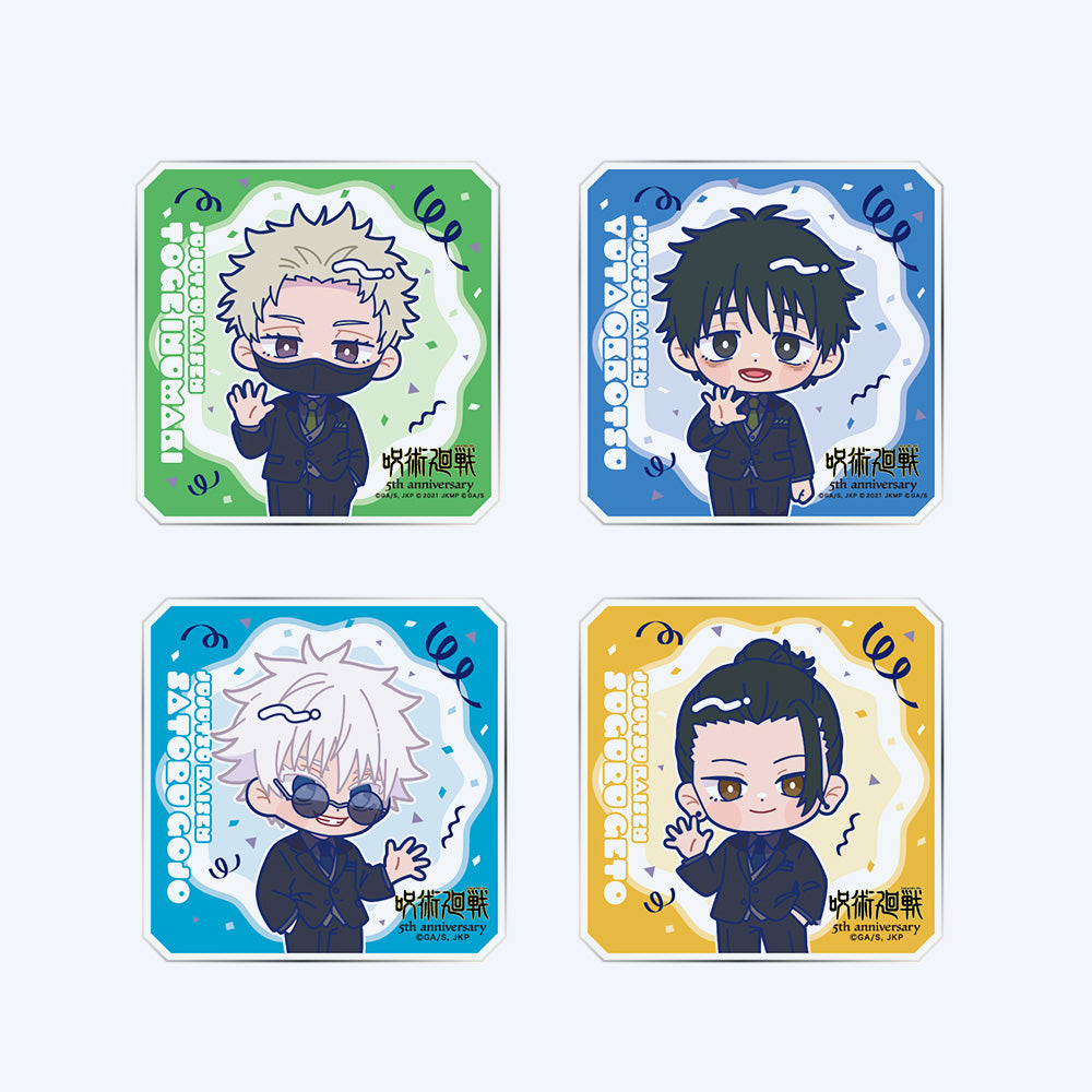 JUJUTSU KAISEN 5th Anniversary Chibi Black Tie Acrylic Coaster Set B