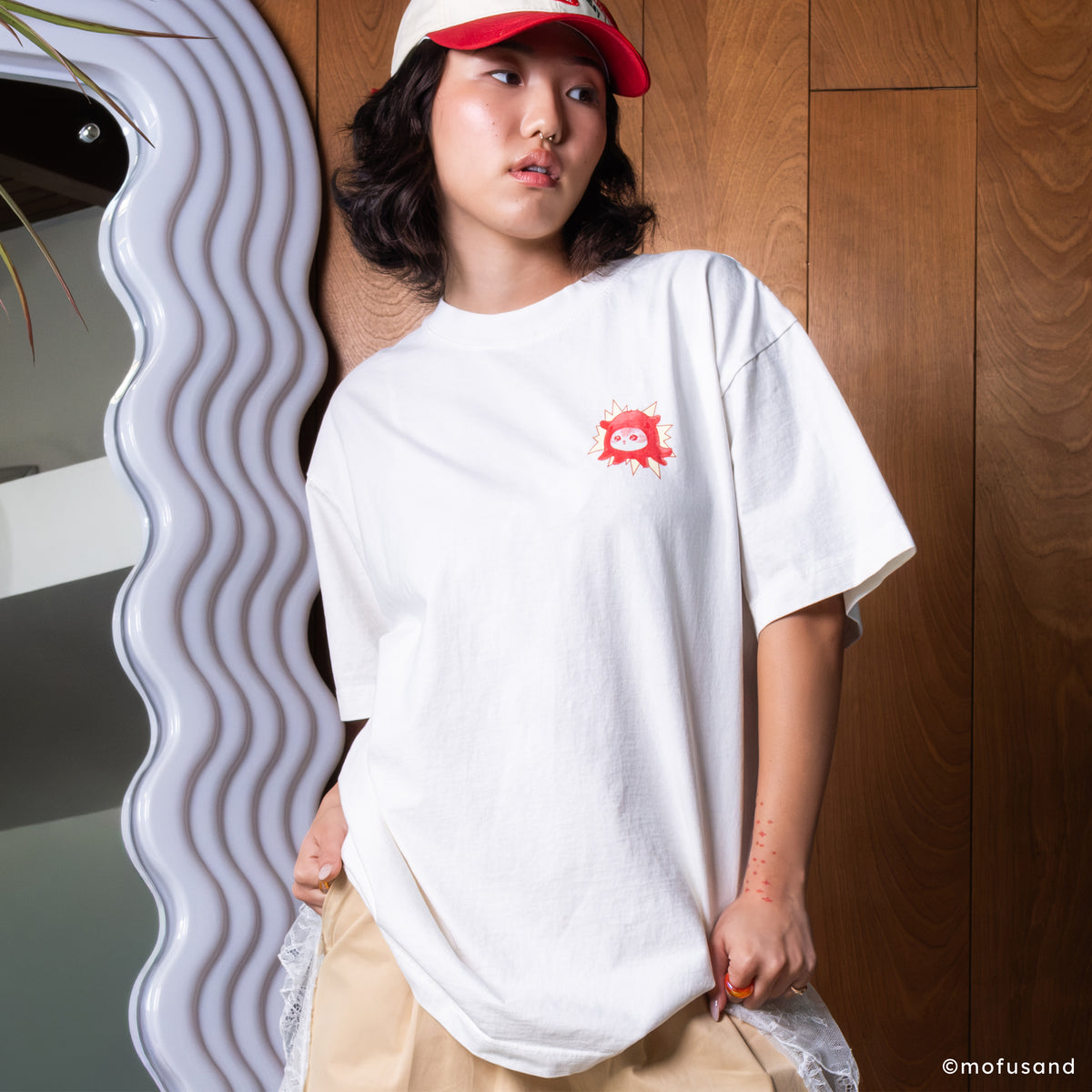Mofusand Octopus White Boxy Tee