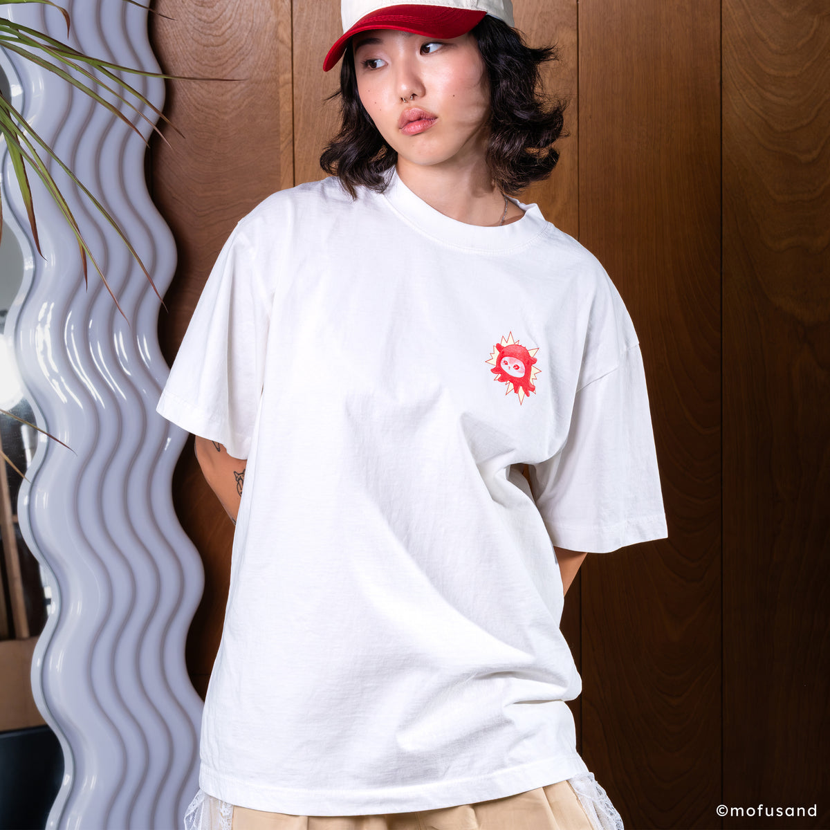 Mofusand Octopus White Boxy Tee