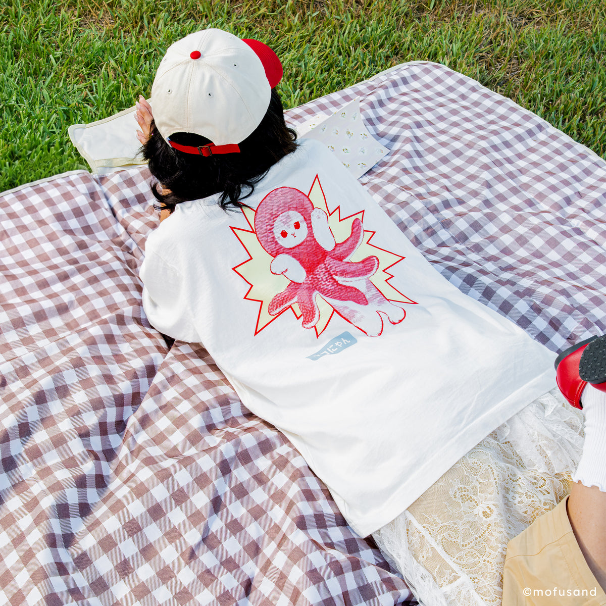 Mofusand Octopus White Boxy Tee