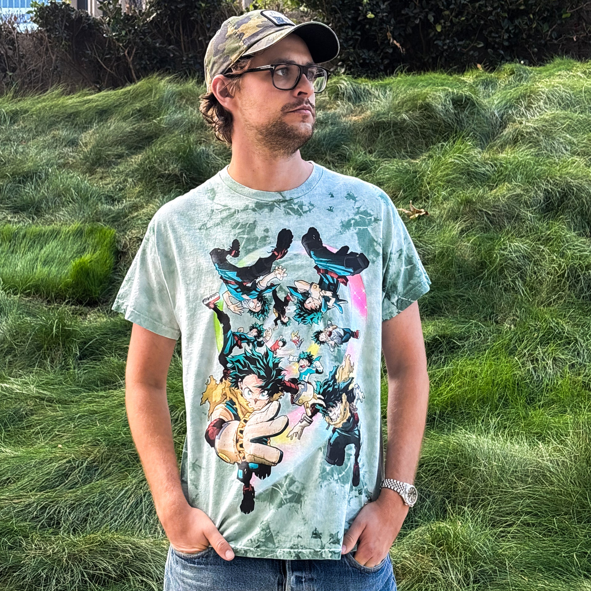 My Hero Academia 10th Anniversary Green Tie Dye Shirt