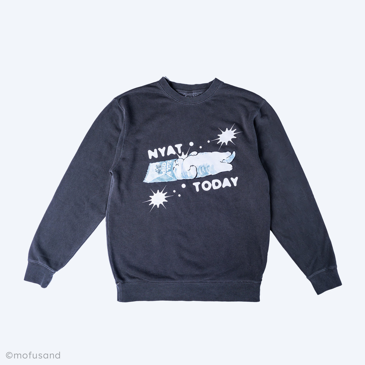 Mofusand Nyat Today Pigment Dyed Crew Sweatshirt