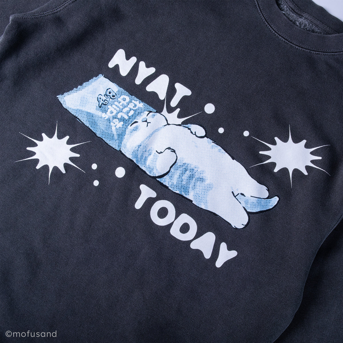 Mofusand Nyat Today Pigment Dyed Crew Sweatshirt
