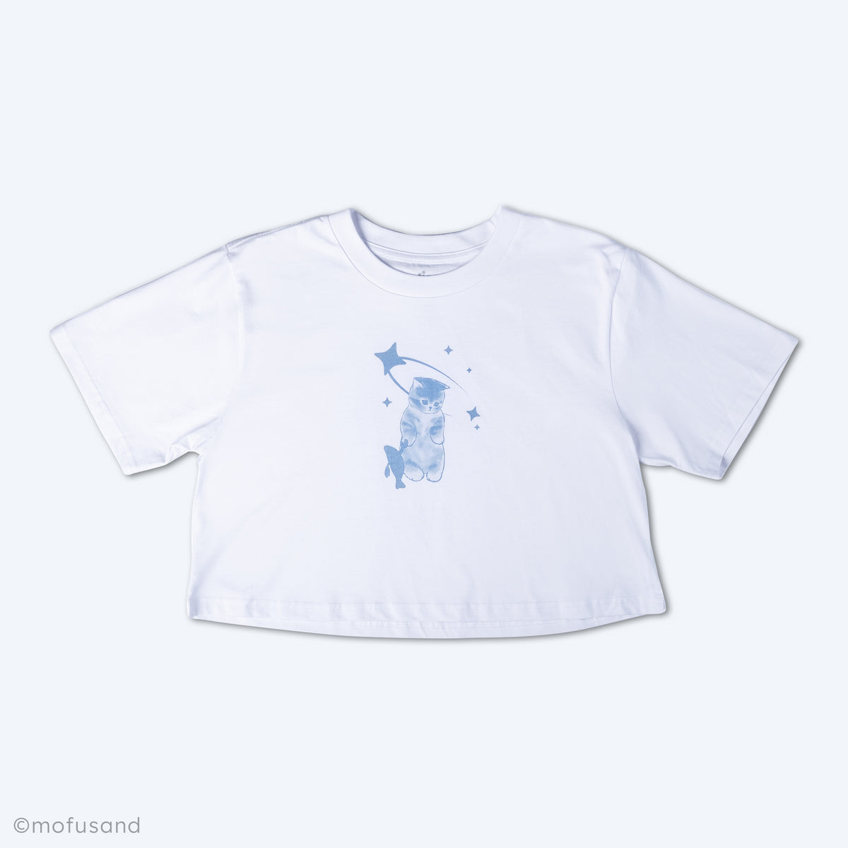 Mofusand Star White Crop Tee